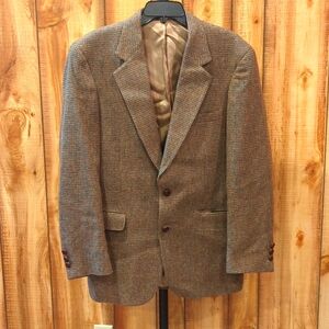 John Alexander Mens Brown Tweed Blazer 40R